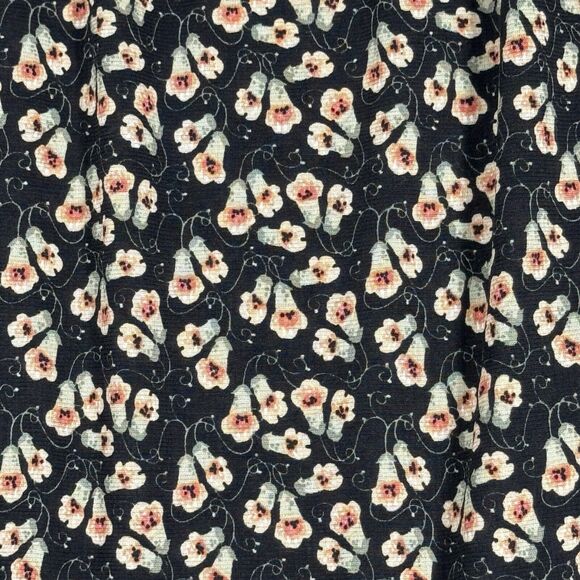 Max Studio Shirt Womens XS Black Cream Floral Flower Blouse Bohemian Peasant - Picture 5 of 10